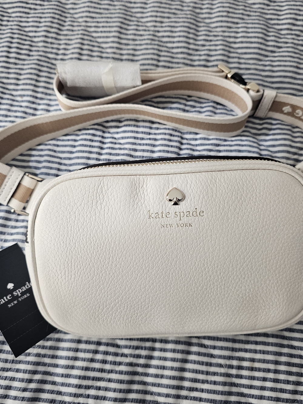 kate spade Cream Pebbled Leather Crossbody Belt Bag